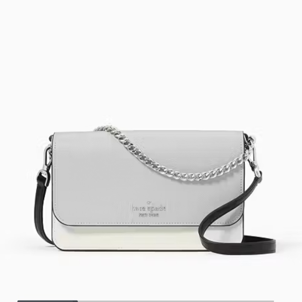 Kate Spade Madison Mini Flap CrossBody Platinum Grey Multi